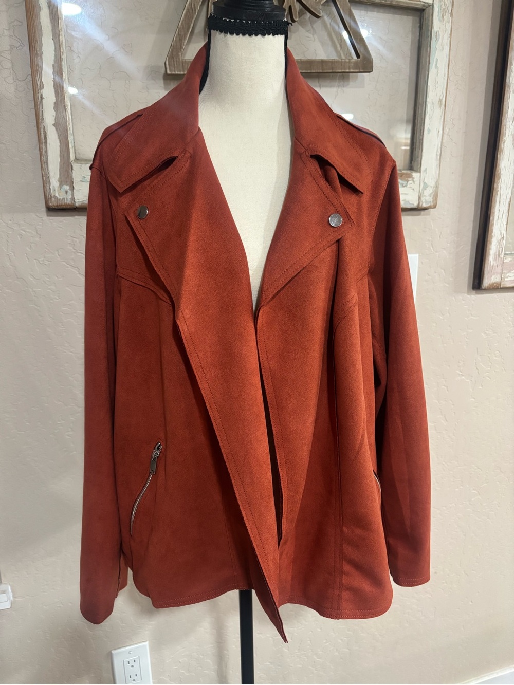 Women's Rust Suede Moto Jacket